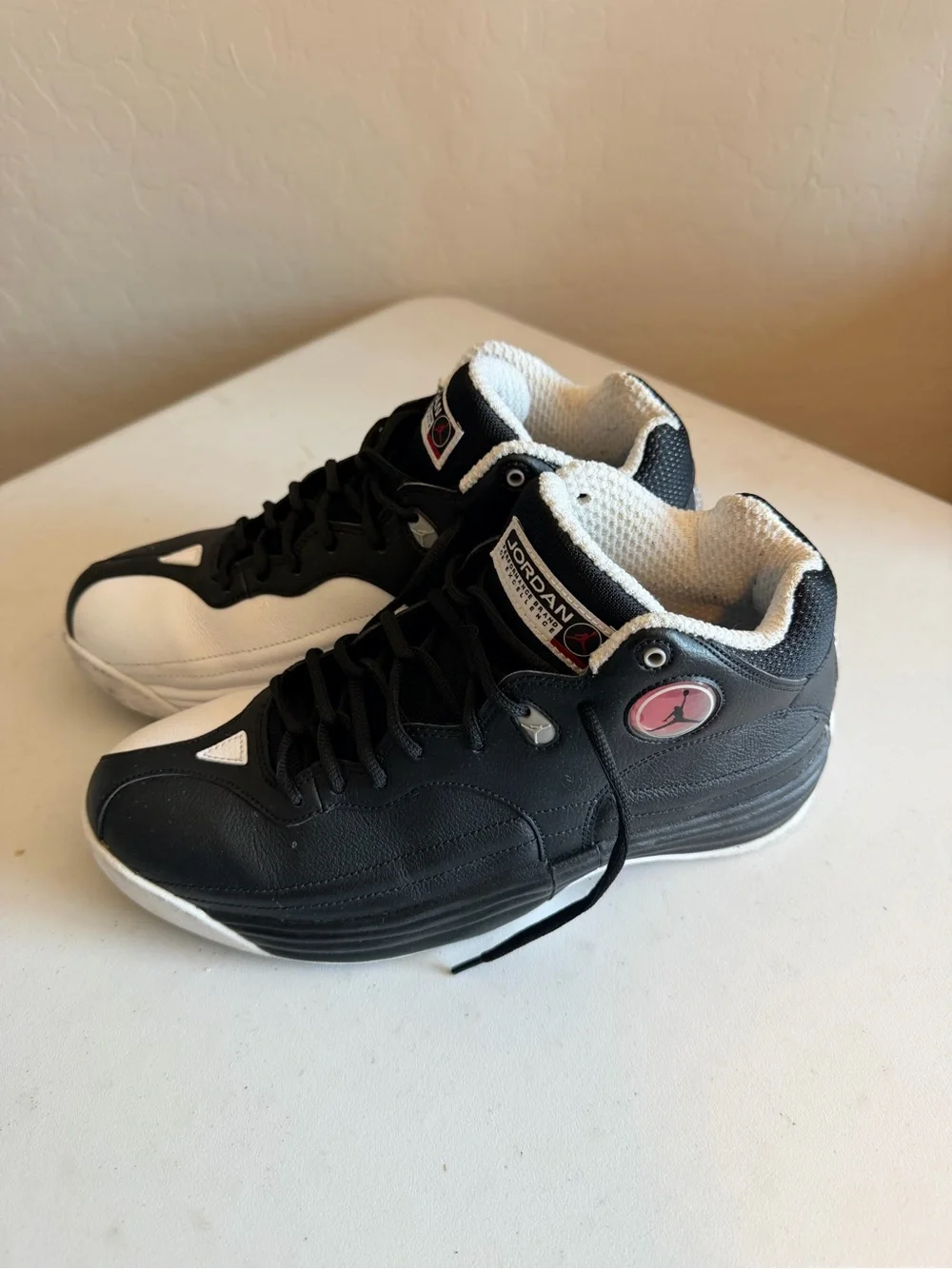 Jordan Men's Black and White High-Top Athletic Basketball Shoes